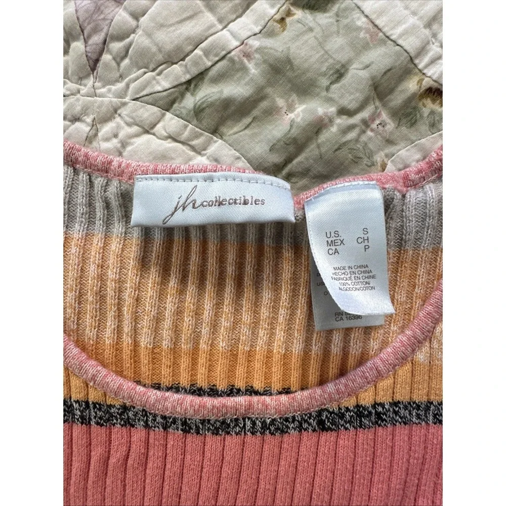 JH Collectibles Preppy Women's Striped Ribbed Pullover‎ Sweater Size S Pink Y2K